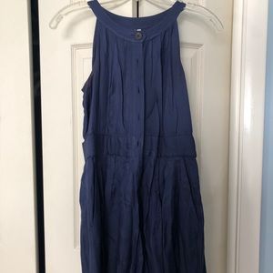 Blue button down romper by Anthropologie